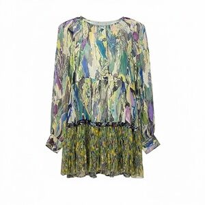 Dries Van Noten Abstract Print Long Sleeve Tunic Dress